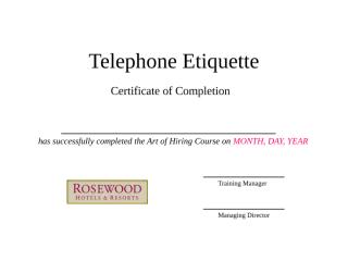 Telephone Etiquette Certificate.ppt